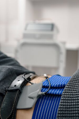 Closeup photo of spinal traction procedure in modern clinic