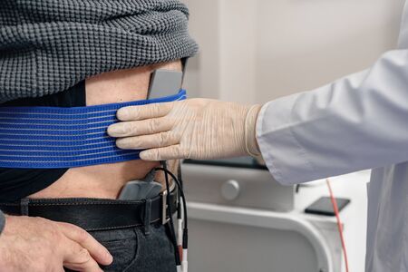 Closeup photo of spinal traction procedure in modern clinic