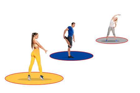 the concept of actions that can be performed together, physical distance during fitness classes....