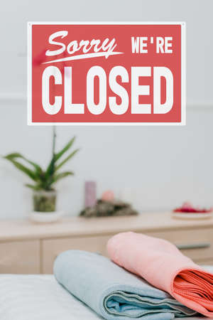 Massage therapy clinic is closed due to covid-19 virus disease spreadingの写真素材