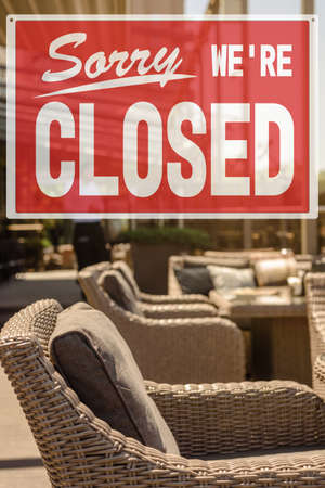 Empty cafe is closed due to coronavirus prevention measuresの写真素材