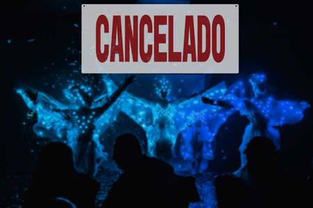 Spanish inscription CANCELED. Cancelled public events.の写真素材