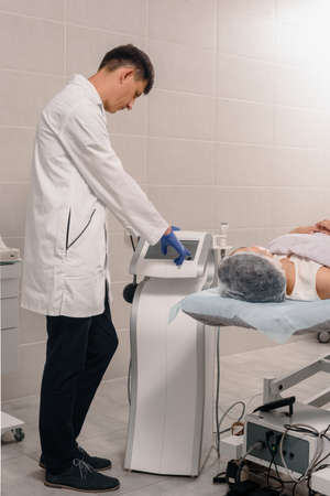 Ultrasound cavitation body contouring and skin tightening treatment in medical center