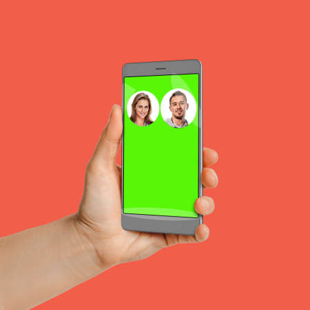 Technical support operators helping client in chat on smartphone screen