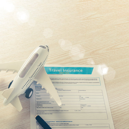 form of insurance contract to protect the life and property of a tourist during a tripの写真素材