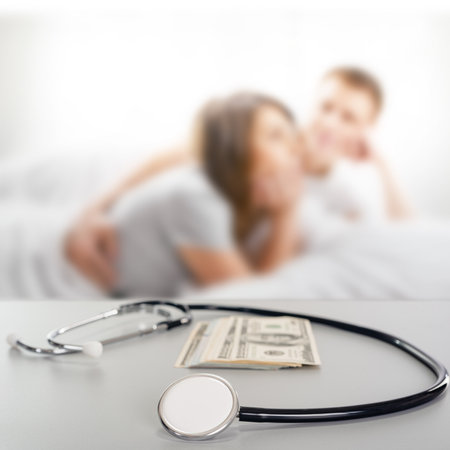 Family health and life insurance for medical savings conceptの写真素材