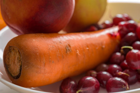 Macro photo of delicious nutrition fruits and vegetables for healthy lifestyleの写真素材