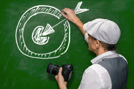 Young cameraman on modern photo courses for professional and personal growthの写真素材