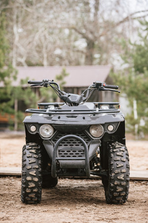 Powerful modern black all terrain vehicle for tourists enjoyment