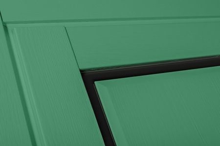 Modern house interior detail with green wooden doorの写真素材
