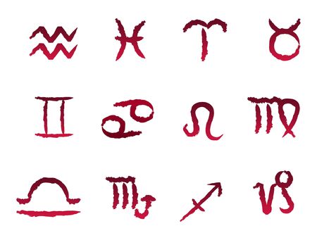 Brushes stroke Horoscope sings with white background & Shadowsの写真素材