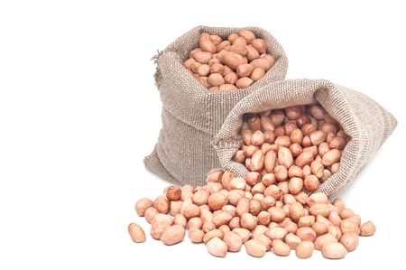 peanuts in bag  on white background 
