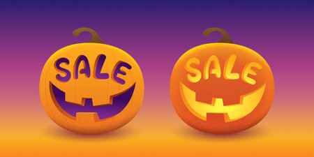Halloween Sale Decoration with Jack-O-Lanternのイラスト素材