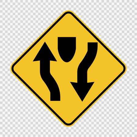 Dual carriage way ahead sign on transparent backgroundのイラスト素材