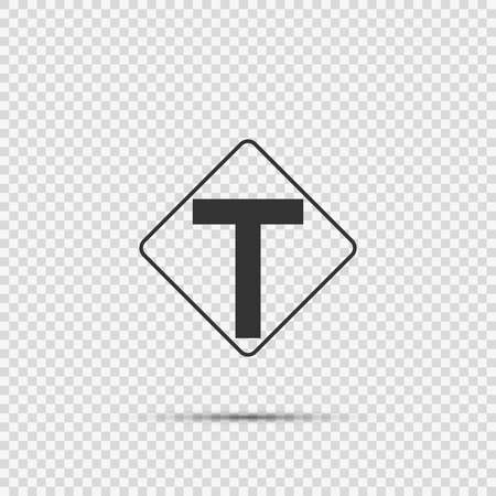 Junction ahead,The main intersection is T-shaped. sign on transparent backgroundのイラスト素材