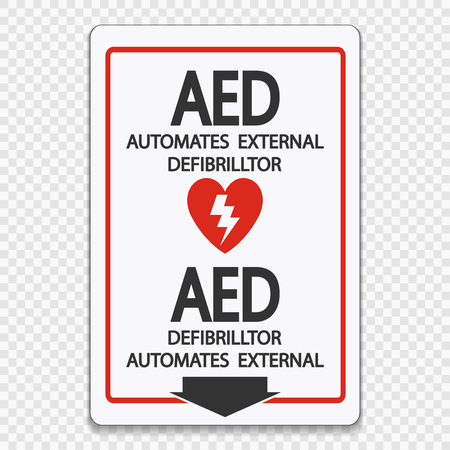 Symbol AED Sign label on transparent backgroundのイラスト素材