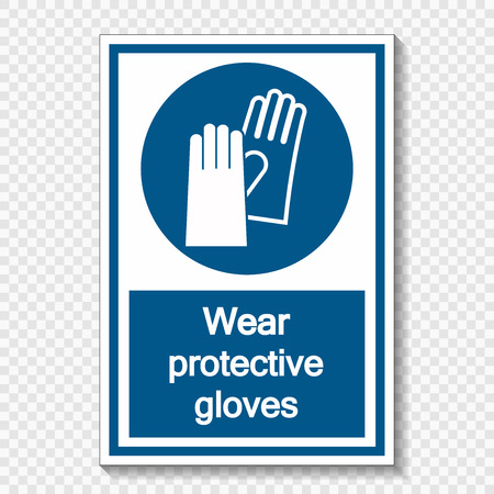 Symbol Wear protective gloves sign label  on transparent backgroundのイラスト素材
