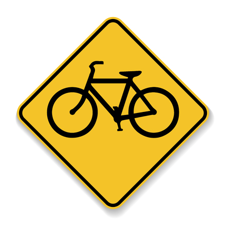 Bicycle Traffic Warning Sign on white backgroundのイラスト素材