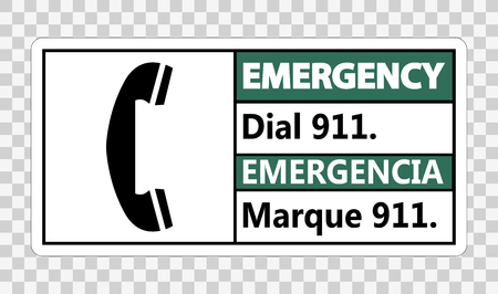 Bilingual Emergency Dial 911 Sign on transparent backgroundのイラスト素材