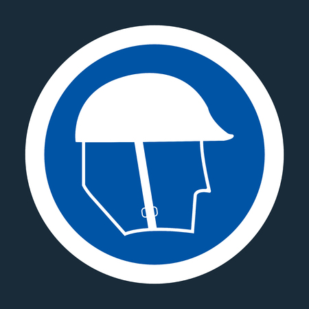 Symbol Wear Head Protection Sign on black background,Vector illustrationのイラスト素材