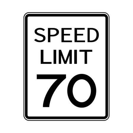 USA Road Traffic Transportation Sign: Speed Limit 70 On White Background,Vector Illustrationのイラスト素材