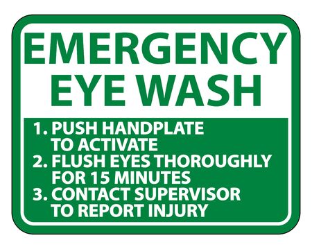 Emergency Eye Wash Instructions Sign Isolate On White Background,Vector Illustrationのイラスト素材