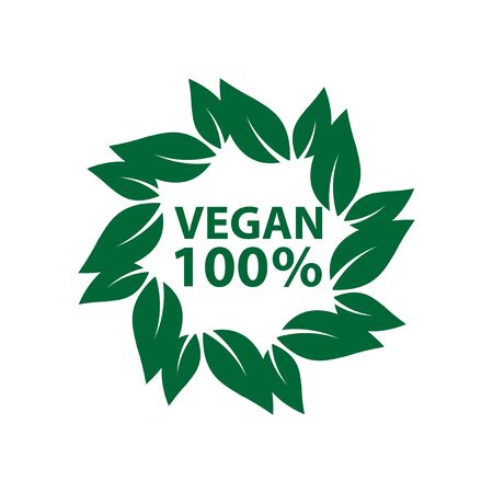 vegan icon bio ecology organic,  label tag green leafのイラスト素材