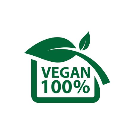 vegan icon bio ecology organic, label tag green leafのイラスト素材