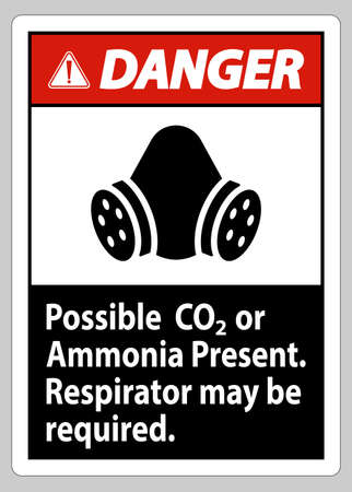 Danger PPE Sign Possible Co2 Or Ammonia Present, Respirator May Be Requiredのイラスト素材