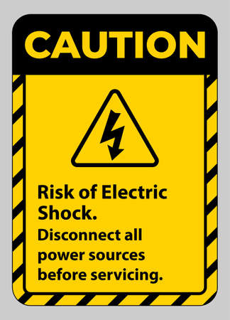 Caution Risk of electric shock Symbol Sign Isolate on White Backgroundのイラスト素材