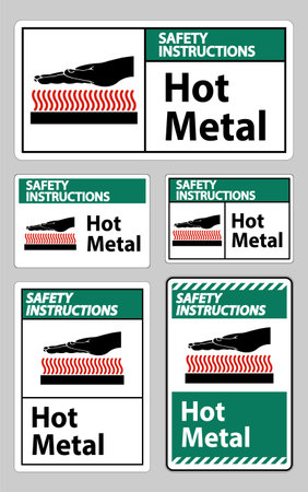 Safety Instructions Hot Metal Symbol Sign Isolated On White Backgroundのイラスト素材