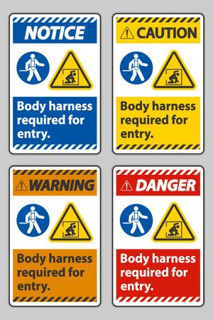 Body Harness Required For Entry Signのイラスト素材