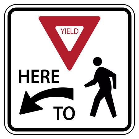 Traffic road sign yield here to pedestrians warningのイラスト素材