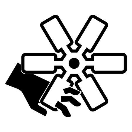 Caution Cutting of Fingers Or Hand Engine Fan Symbol Sign on White Backgroundのイラスト素材