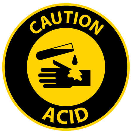 Label Acid Caution Sign On White Background