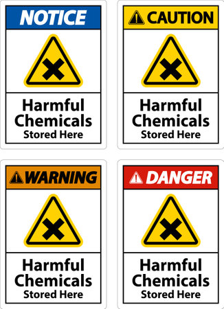 Harmful Chemicals Stored Here Sign On White Backgroundのイラスト素材