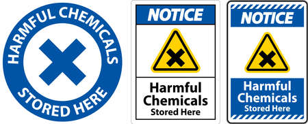 Notice Harmful Chemicals Stored Here Sign On White Backgroundのイラスト素材