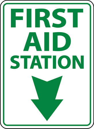 First Aid Station Sign on white backgroundのイラスト素材