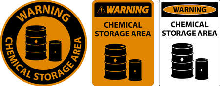 Warning Chemical Storage Area Sign On White Backgroundのイラスト素材