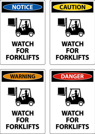 Caution Watch For Forklifts Sign On White Backgroundのイラスト素材