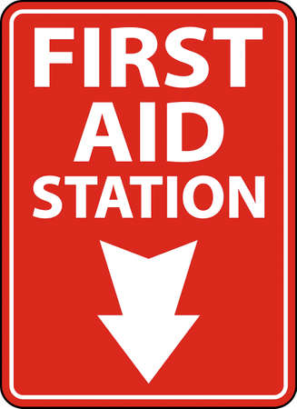 First Aid Station Sign on white backgroundのイラスト素材