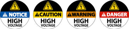 Danger High Voltage Floor Sign On White Backgroundのイラスト素材