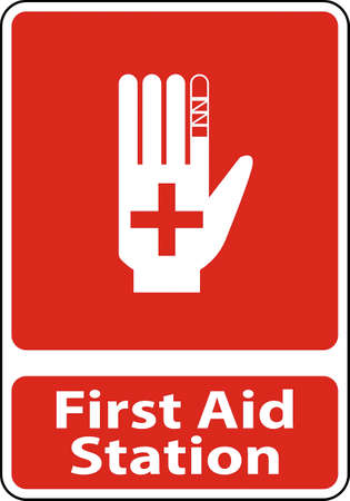 First Aid Station Sign on white backgroundのイラスト素材