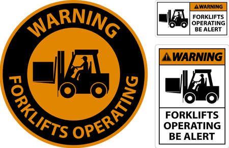 Warning 2-Way Forklifts Operating Sign On White Backgroundのイラスト素材