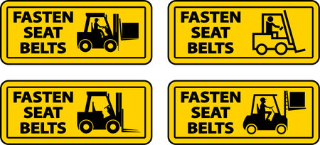 Fasten Seat Belts Label Sign On White Backgroundのイラスト素材