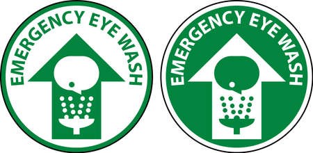 Emergency Eye Wash Floor Sign On White Backgroundのイラスト素材