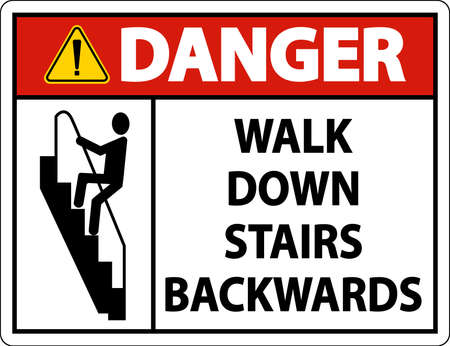 Danger Walk Down Stairs Backwards Signのイラスト素材