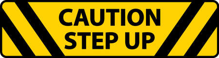 Caution Step Up Floor Sign On White Backgroundのイラスト素材