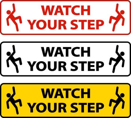 Watch Your Step Floor Sign On White Backgroundのイラスト素材