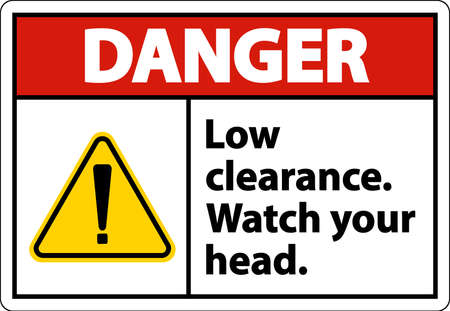 Danger Watch Your Head Sign On White Backgroundのイラスト素材